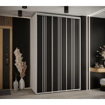 Šatní skříň Šatní skříň YVONA 6 - 160/60 cm, bílá / černá / stříbrná