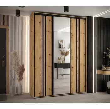 Šatní skříň Šatní skříň YVONA 7 - 170/45 cm, dub artisan / černá