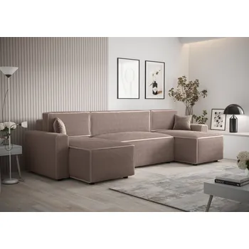 Sedací souprava Pohodlná rozkládací sedačka do U RADANA - světle hnědá 2