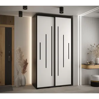 Šatní skříň Šatní skříň YVONA 12 - 130/45 cm, černá / bílá / černá