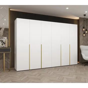 Šatní skříň Šatní skříň 300 cm BETULA - bílá / zlatá