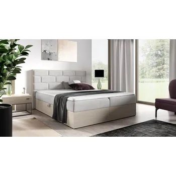 Postel Kontinentální postel 200x200 CHANTELLE 9 - nordic teak / světle šedá 2 + topper ZDARMA