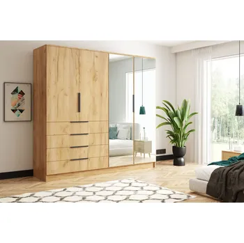 Šatní skříň Čtyřdveřová šatní skříň 200 SIBYLA - dub craft zlatý