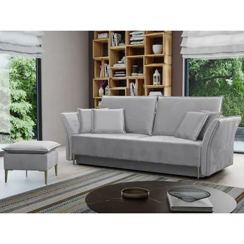 Pohovka Dvoumístná pohovka na každodenní spaní KURI - šedá 1 / zlaté nožky