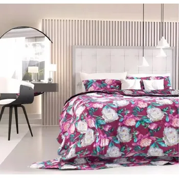 Povlečení Elegantní bavlněná sada povlečení Květiny BORDO 160x200cm