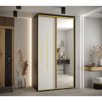 Šatní skříň Šatní skříň ASIRI 13 - 130/60 cm, černá / bílá / zlatá