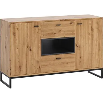 Komoda Kombinovaná komoda BEND - černá / dub artisan