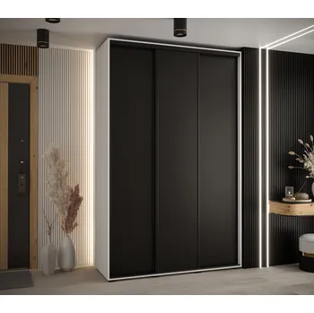 Šatní skříň Šatní skříň ASIRI 1 - 150/60 cm, bílá / černá / černá