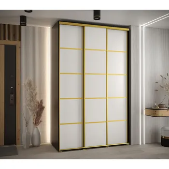 Šatní skříň Šatní skříň YVONA 4 - 150/45 cm, černá / bílá / zlatá
