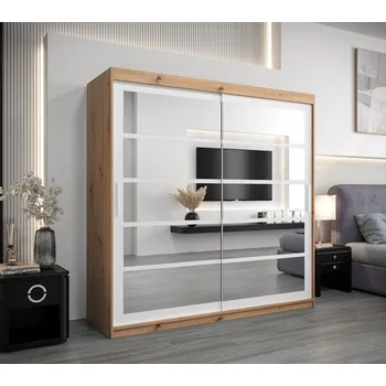 Šatní skříň Šatní skříň JOHANA - šířka 200 cm, dub artisan / bílá