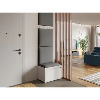 Předsíňová stěna Předsíňová stěna s nástěnnými čalouněnými panely CLENZE 4 - bílá / šedá