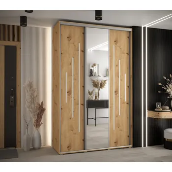 Šatní skříň Šatní skříň YVONA 13 - 160/45 cm, dub artisan / stříbrná