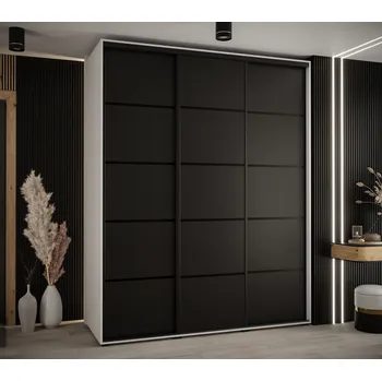 Šatní skříň Šatní skříň ASIRI 4 - 190/60 cm, bílá / černá / černá