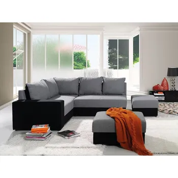 Sedací souprava Rohová sedací souprava CORTLAND - černá / světlá šedá, levý roh