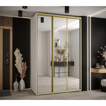 Šatní skříň Šatní skříň YVONA 2 - 150/60 cm, bílá / zlatá