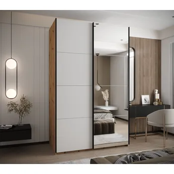 Šatní skříň Dvoudveřová skříň SAMARA 3 - 160 cm, dub artisan / bílá / černá