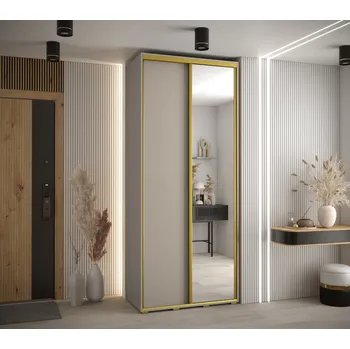 Šatní skříň Šatní skříň INDIRA 3 - 120/60 cm, kašmír / zlatá