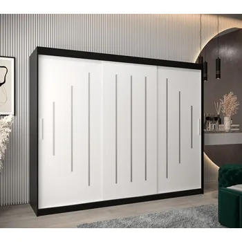 Šatní skříň Šatní skříň ESTER - šířka 250 cm, černá / bílá