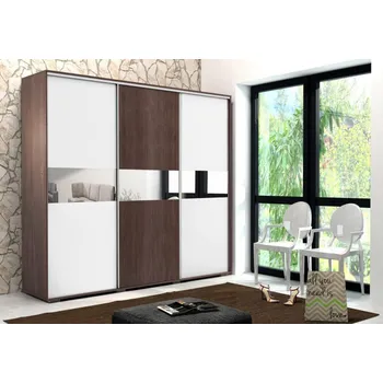 Šatní skříň Prostorná šatní skříň 250 cm LUIS - čokoláda / bílá