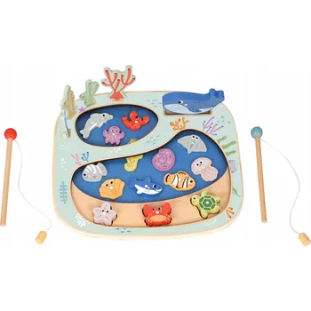 Dřevěná hračka TOOKY TOY Chytání Rybiček Dovednostní Hra Montessori Puzzle