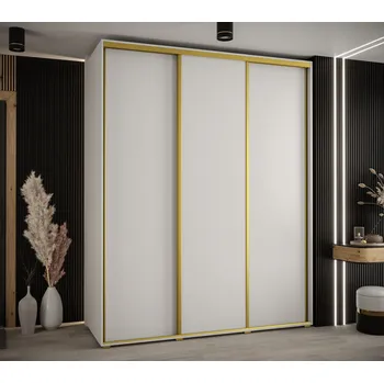 Šatní skříň Šatní skříň YVONA 1 - 190/60 cm, bílá / zlatá