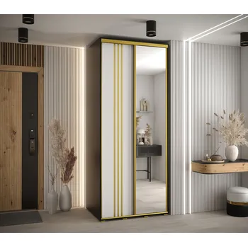 Šatní skříň Šatní skříň ASIRI 7 - 110/60 cm, černá / bílá / zlatá