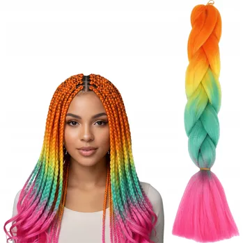 SYNTETICKÉ VLASY NA ZAPLÉTÁNÍ OMBRE BAREVNÉ PRO COPRÁNKY 4 KS 60 cm