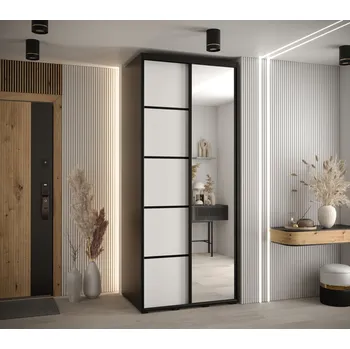 Šatní skříň Šatní skříň ASIRI 5 - 120/60 cm, černá / bílá / černá