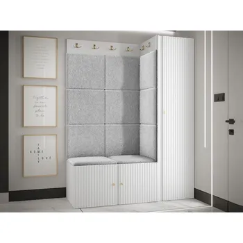 Předsíňová stěna Stěna do předsíně se sedacím botníkem LURDES 2 - bílá / šedá