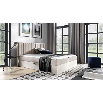 Postel Kontinentální postel 120x200 CHANTELLE 4 - nordic teak / béžová + topper ZDARMA