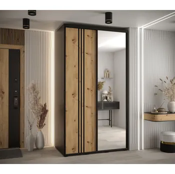 Šatní skříň Šatní skříň YVONA 7 - 130/60 cm, černá / dub artisan / černá