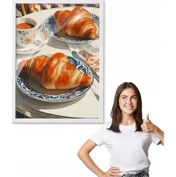 Obraz Obraz s rámem vzor CROISSANT + bílý rámeček 30x40 do kuchyně, jídelny