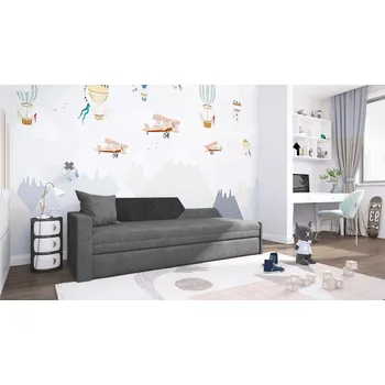 Pohovka Rozkládací pohovka s úložným prostorem BUFFY - šedá / černá, levá opěrka