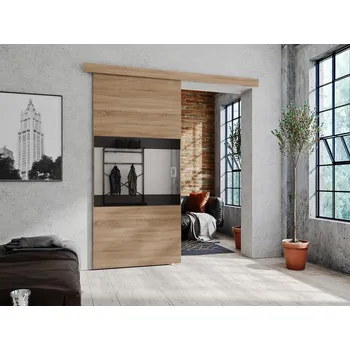 Interiérové dveře Posuvné interiérové dveře se zrcadlem OLIVERIO - 100 cm, dub sonoma