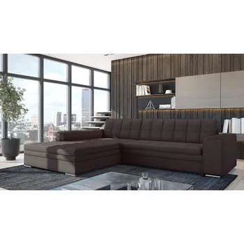 Sedací souprava Rozkládací rohová sedací souprava SANGITA 2 - tmavě hnědá, levý roh