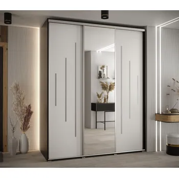 Šatní skříň Šatní skříň ASIRI 13 - 200/60 cm, černá / bílá / stříbrná