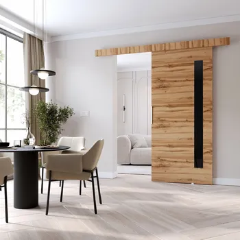 Interiérové dveře Interiérové dveře na stěnu BARRET 7 - 86 cm, dub wotan / černé