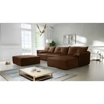 Sedací souprava Rohová sedačka s taburetem LUIZA 2 - hnědá 2