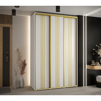 Šatní skříň Šatní skříň ASIRI 6 - 150/60 cm, bílá / zlatá