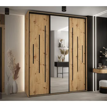 Šatní skříň Šatní skříň YVONA 13 - 200/45 cm, dub artisan / černá