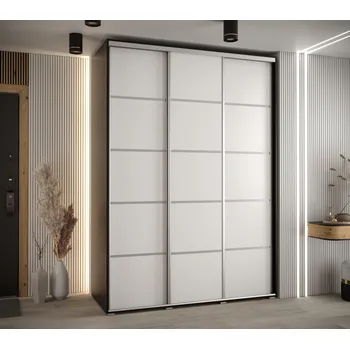 Šatní skříň Šatní skříň ASIRI 4 - 170/60 cm, černá / bílá / stříbrná