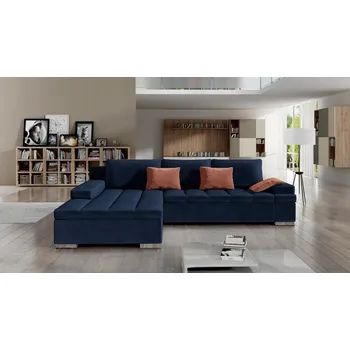 Sedací souprava Rohová sedací souprava ZELMA - tmavá modrá / růžová, levý roh