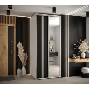 Šatní skříň Šatní skříň YVONA 7 - 120/60 cm, bílá / černá / stříbrná