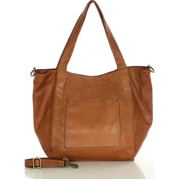 Kabelka MARCO MAZZINI Světle hnědá prostorná kožená shopper kabelka (v241d) Velikost: ONE SIZE