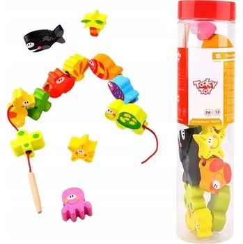 Dřevěná hračka Stavebnice Korálky k Navlékání Zvířátka TOOKY TOY