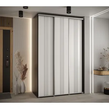 Šatní skříň Šatní skříň YVONA 6 - 160/60 cm, černá / bílá / stříbrná