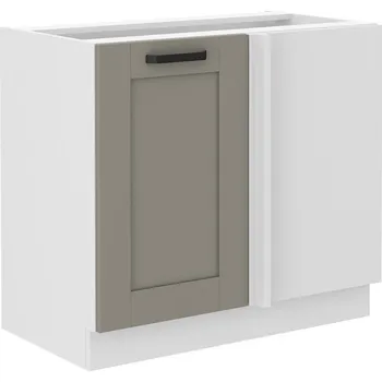 Kuchyňská linka Prodloužená rohová skříňka LAILI - šířka 105 cm, světle šedá / bílá
