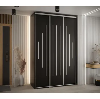 Šatní skříň Šatní skříň ASIRI 12 - 160/60 cm, černá / stříbrná