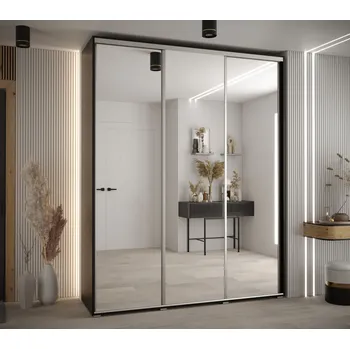 Šatní skříň Šatní skříň YVONA 2 - 200/45 cm, černá / stříbrná