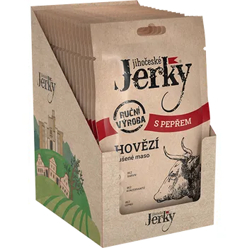 Sušené maso Jihočeské Jerky Hovězí 20x 20g S pepřem 20x sáček 20g